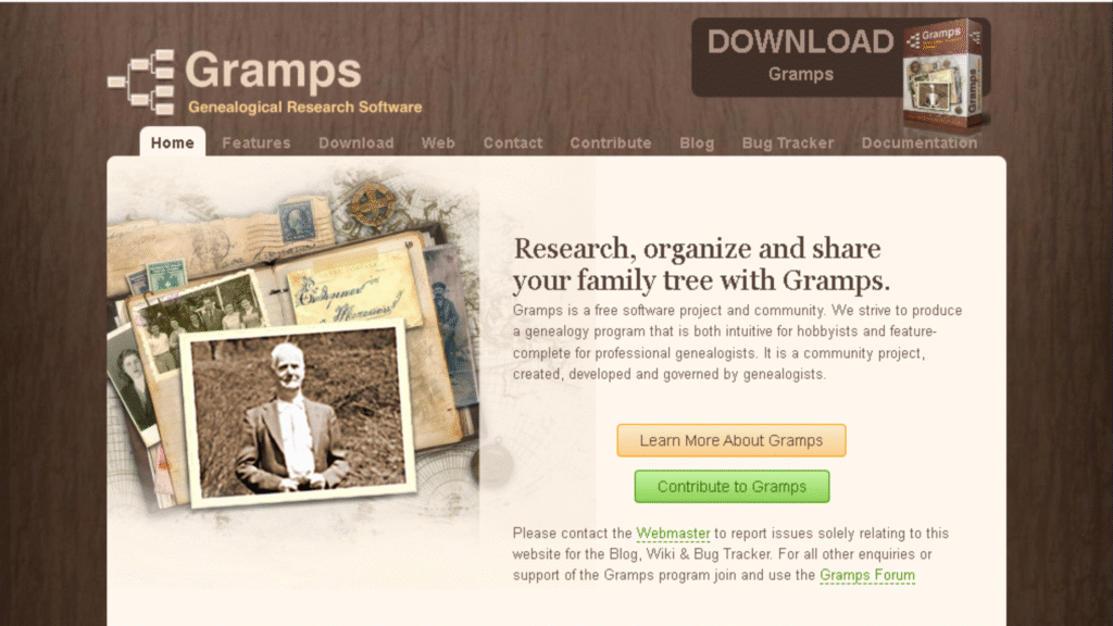 Gramps Genealogy Software.