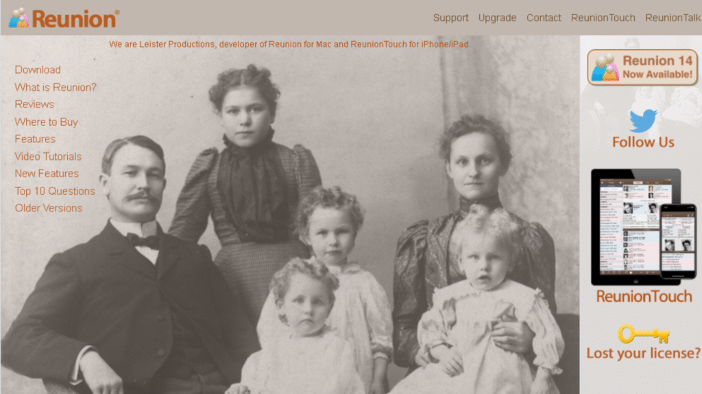 Reunion for Mac Genealogy Software.
