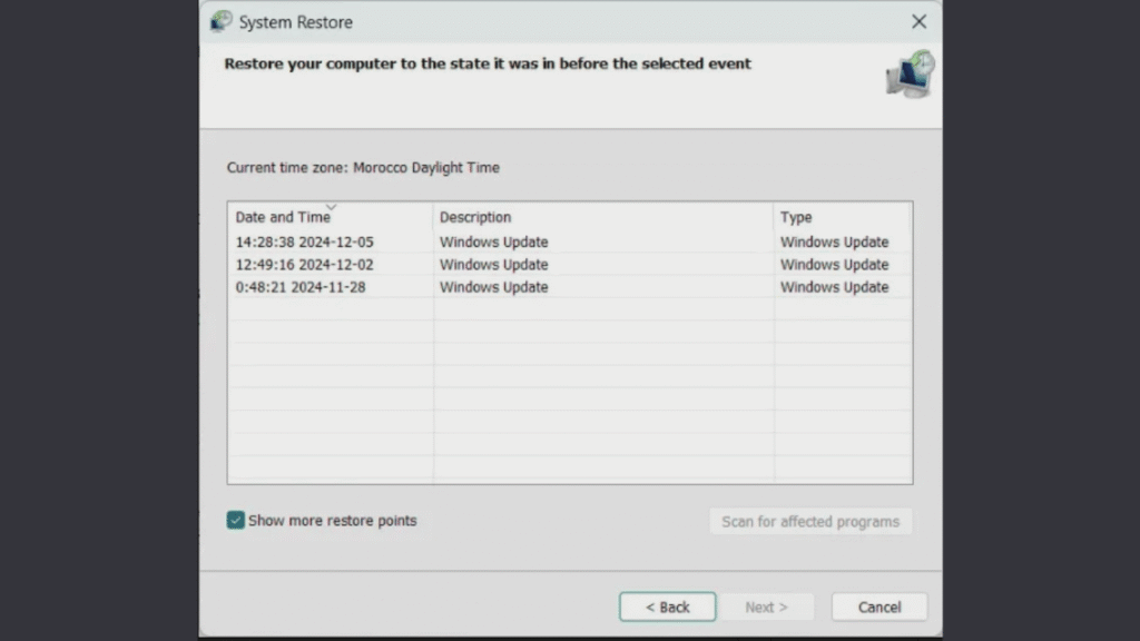 Use System Restore