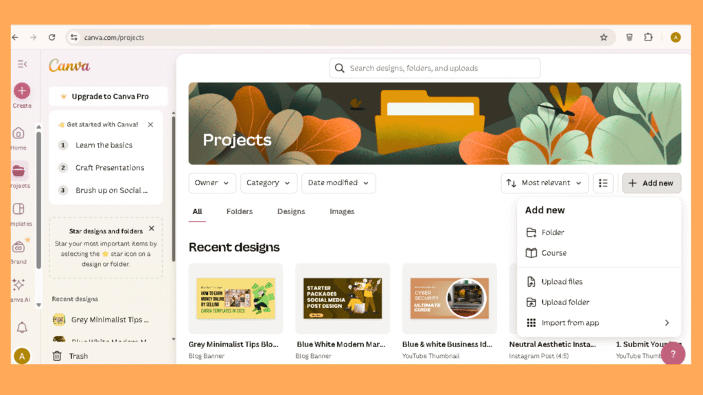 Utilizing Canva's Project